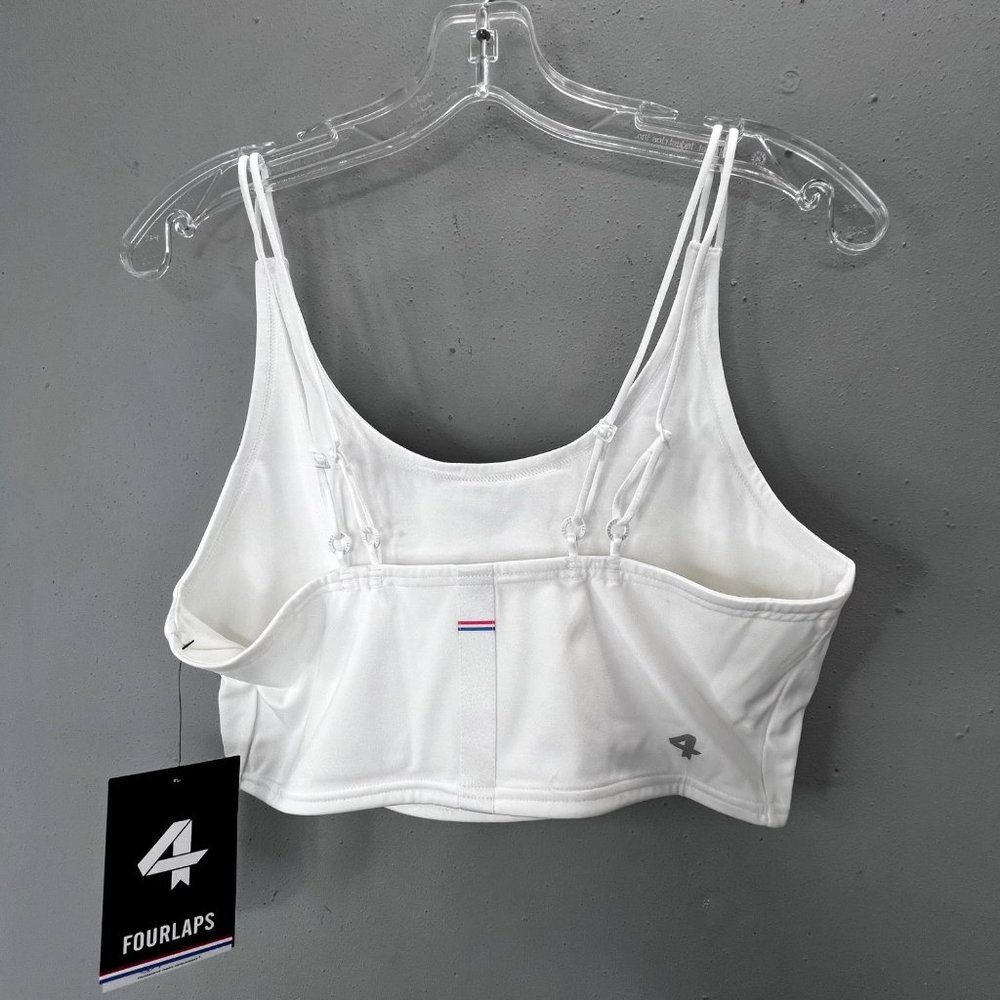 Four Laps FourLaps Poise Longline Sports Bra size L White Adjustable Strap NWT